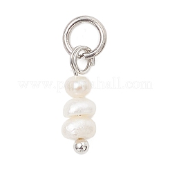 Natural Freshwater Pearl Rondelle Beaded Charms&nbsp;PALLOY-JF04994-01