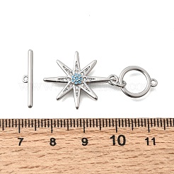 Brass Pave Cubic Zirconia Toggle Clasps&nbsp;KK-N289-09P