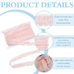 1Pc Polyester Pleated Lace Trim with Gold Metallic Thread&nbsp;DIY-MA0006-64A
