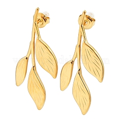 Leaf 304 Stainless Steel Stud Earrings&nbsp;EJEW-P332-02G