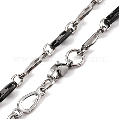 201 Stainless Steel Oval Links Chain Necklace&nbsp;NJEW-F222-38EBP-03