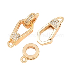 Brass Micro Pave Clear Cubic Zirconia Fold Over Clasps&nbsp;CU-CBA7BFE-06B-G