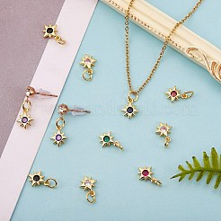 16Pcs 8 Colors Brass Micro Pave Cubic Zirconia Pendants&nbsp;KK-SZ0003-92