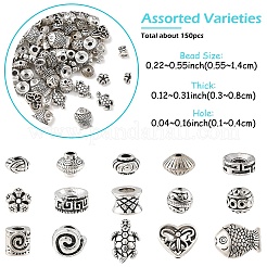 150Pcs 15 Styles Tibetan Style Alloy Beads&nbsp;FIND-YW0012-81