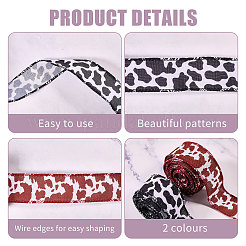 4Rolls 4 Colors Cow Print Polyester Ribbon&nbsp;OCOR-CA0001-37