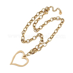 304 Stainless Steel Hollow Heart Pendant Necklaces for Women&nbsp;NJEW-F345-01G