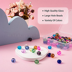 100Pcs 10 Colors Transparent Glass European Beads&nbsp;GLAA-CD0001-12