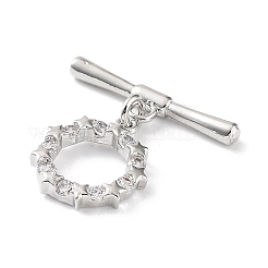 Rack Plating Brass Micro Pave Clear Cubic Zirconia Toggle Clasps&nbsp;KK-P247-13P