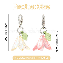 8Pcs 8 Colors Flower Acrylic Pendant Decorations&nbsp;HJEW-FS00034-01