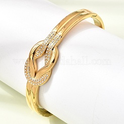 304 Stainless Steel Crystal Rhinestone Knot Hinged Cuff Bangles for Women&nbsp;SA-CBAF851-09G