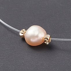 Natural Pearl Pendant Necklace with Nylon Wire for Women&nbsp;NJEW-JN03829