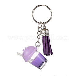 3Pcs Faux Suede Tassel & Imitation Bubble Tea Resin Keychain&nbsp;KEYC-JKC01203