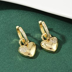 Brass Micro Pave Clear Cubic Zirconia Hoop Earrings&nbsp;EJEW-S275-01G