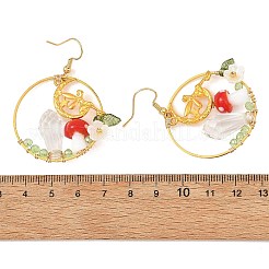 Brass Glass Dangle Earrings&nbsp;EJEW-JE07514