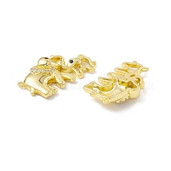 Brass Micro Pave Clear & Black Cubic Zirconia Connector Charms&nbsp;KK-G421-01LG