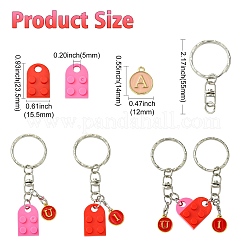 DIY Flat Round with Letter A~Z Alloy Enamel Pendant Keychain Making Kits&nbsp;DIY-CJ0002-77