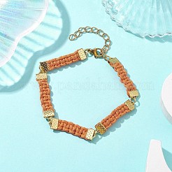 Braided Waxed Polyester Rectangle Link Chain Bracelets&nbsp;BJEW-JB10000