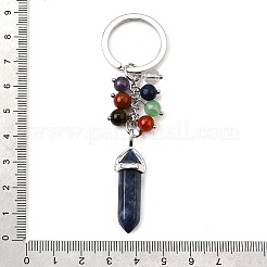 Natural & Synthesis Gemstone Beads with Alloy and Iron Rings Keychains&nbsp;KEYC-Q003-01