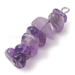 Gradient Color Natural Lavender Amethyst & Natural Blue Lace Agate Chip Beaded Pendants&nbsp;PALLOY-JF02791-03