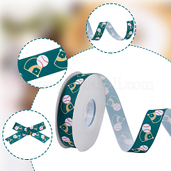 25 Yards Sport Ball Theme Printed Polyester Grosgrain Ribbon&nbsp;OCOR-WH20002-03A-05