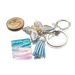 26Pcs Transparent Epoxy Resin & Transparent Acrylic & Faux Suede Tassel Keychain&nbsp;KEYC-JKC01202-13