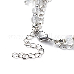Glass Brided Beaded Dangle Stud Earrings & Multi-strand Bracelet&nbsp;SJEW-JS01257