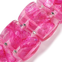 Epoxy Resin Dyed Natural Imperial Jasper Flat Rectangle Beaded Stretch Bracelets for Women&nbsp;BJEW-G698-02A