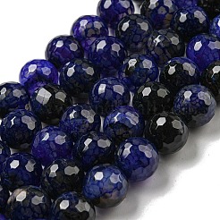 Faceted Natural Dragon Veins Agate Beads Strands&nbsp;G-F447-12mm-P02