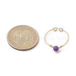 Copper Wire Wrapped Natural & Synthetic Gemstone Open Ring&nbsp;RJEW-JR00625