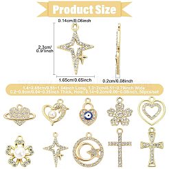 50Pcs 10 Styles Alloy Crystal Rhinestone Pendants&nbsp;ALRI-FS0001-14