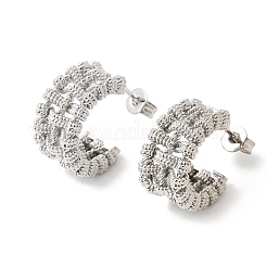 Woven C-Shaped Brass Stud Earrings&nbsp;EJEW-P333-01P