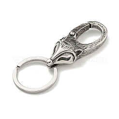 Tibetan Style 316 Surgical Stainless Steel Fittings with 304 Stainless Steel Key Ring&nbsp;FIND-Q101-05AS