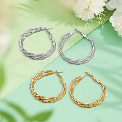 4 Pairs 2 Colors Iron Twist Hoop Earrings&nbsp;EJEW-HY0001-59