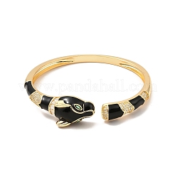 Leopard Brass Micro Pave Cubic Zirconia Bangles for Women&nbsp;BJEW-P281-10G