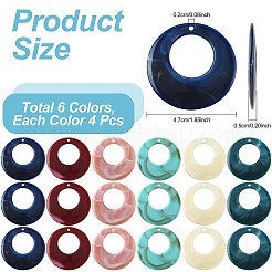 24Pcs 6 Colors Acrylic Pendants&nbsp;OACR-FS0002-66
