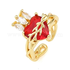 Brass Micro Pave Cubic Zirconia Cuff Rings for Women&nbsp;RJEW-A088-06G