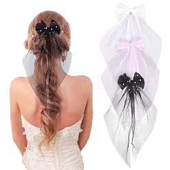 3Pcs 3 Colors Polyester Mesh Big Bowknot Hair Barrettes&nbsp;OHAR-FH0001-14