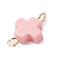 Synthetic Coral Dyed Pink Cross Connector Charms&nbsp;PALLOY-JF04222-02