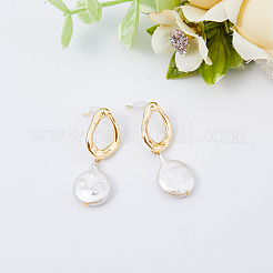 1 Pair Shell Pearl Dangle Stud Earrings&nbsp;EJEW-FI0002-18