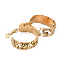 Hollow Leaf 304 Stainless Steel Hoop Earrings for Women&nbsp;EJEW-K278-22G