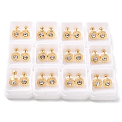 304 Stainless Steel Flat Round Stud Earrings&nbsp;EJEW-F396-01G-02