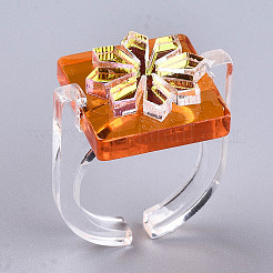 Transparent Resin Cuff Rings&nbsp;RJEW-T017-02