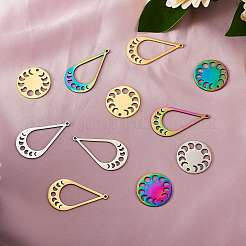 12Pcs 6 Style 201 Stainless Steel Pendants&nbsp;STAS-SZ0002-37