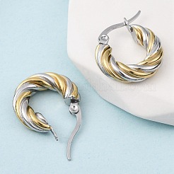 304 Stainless Steel Two Tone Hoop Earrings&nbsp;EJEW-B150-01A