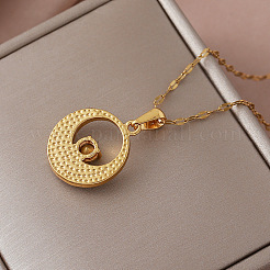 Vintage 304 Stainless Steel Resin Moon Pendant Necklaces with Clear Glass for Women&nbsp;LS-IK8705