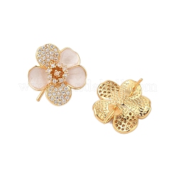 Brass Micro Pave Cubic Zirconia Stud Earrings Findings&nbsp;EJEW-B063-02G