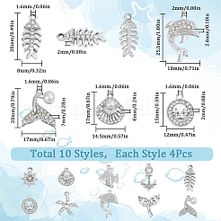 40Pcs 10 Style Alloy Crystal Rhinestone Pendants&nbsp;ALRI-SC0001-36