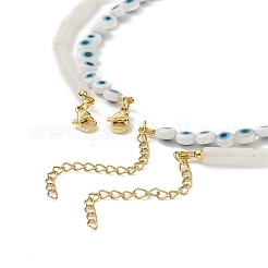 2Pcs 2 Style Natural White Jade & Lampwork Evil Eye Beaded Necklaces Set&nbsp;NJEW-JN04172