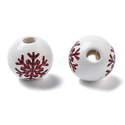 Printed Schima Wood European Beads&nbsp;WOOD-G023-06