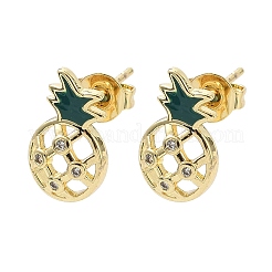 Brass Brass Micro Pave Cubic Zirconia Stud Earrings&nbsp;EJEW-F383-02G-01